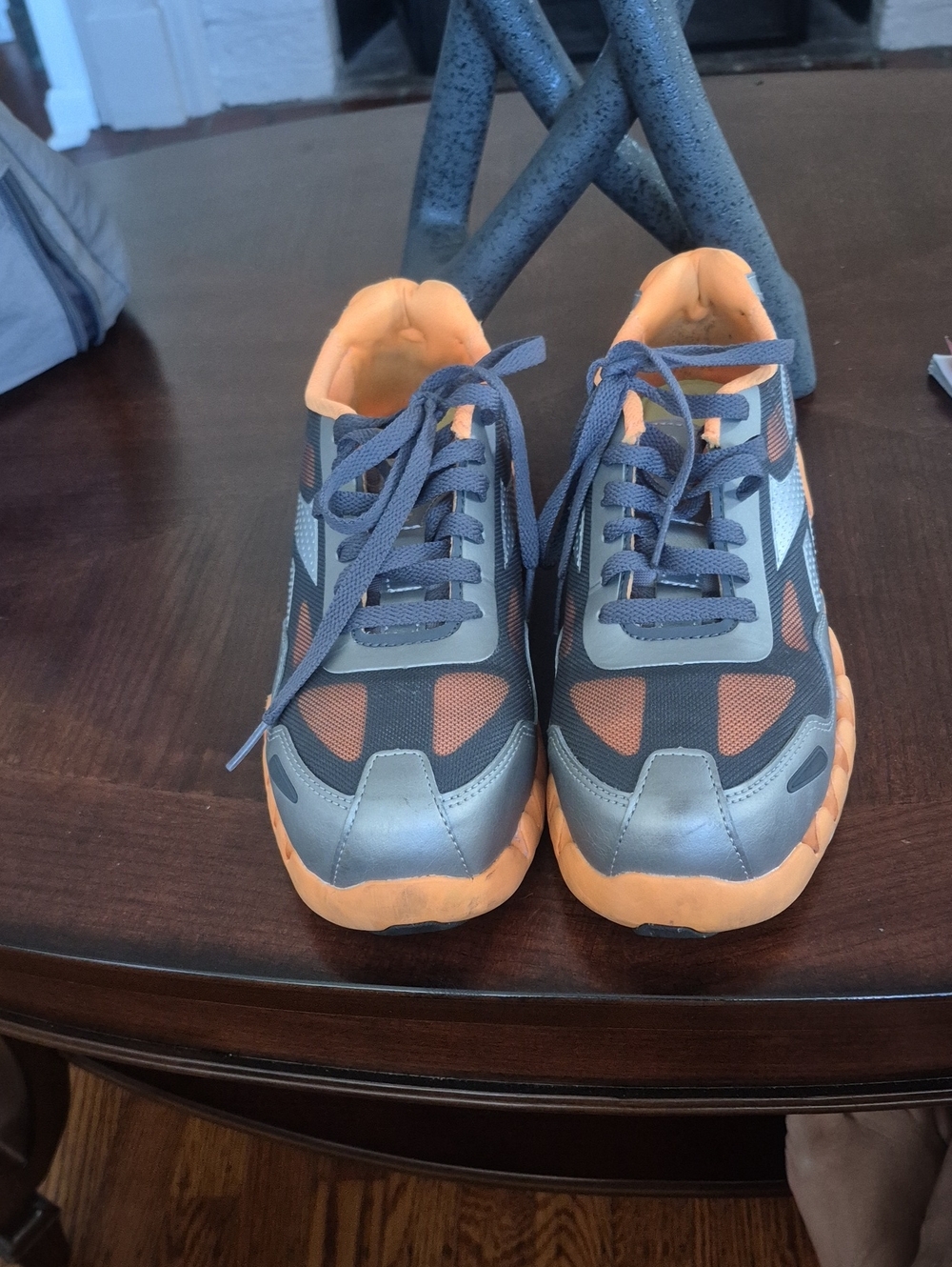 Reebok Gray and Orange Women's Sneakers